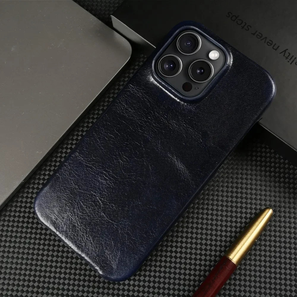 Crownline Handgemaakte iPhone Hoes Van Echte Runderleer