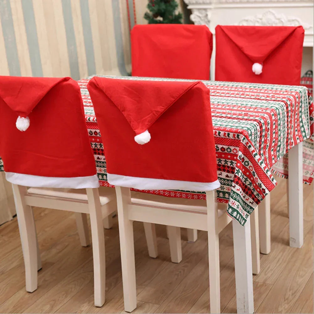 Christmas Kerst Stoelhoezen – Kerstmanmutsen voor Eetkamerstoelen