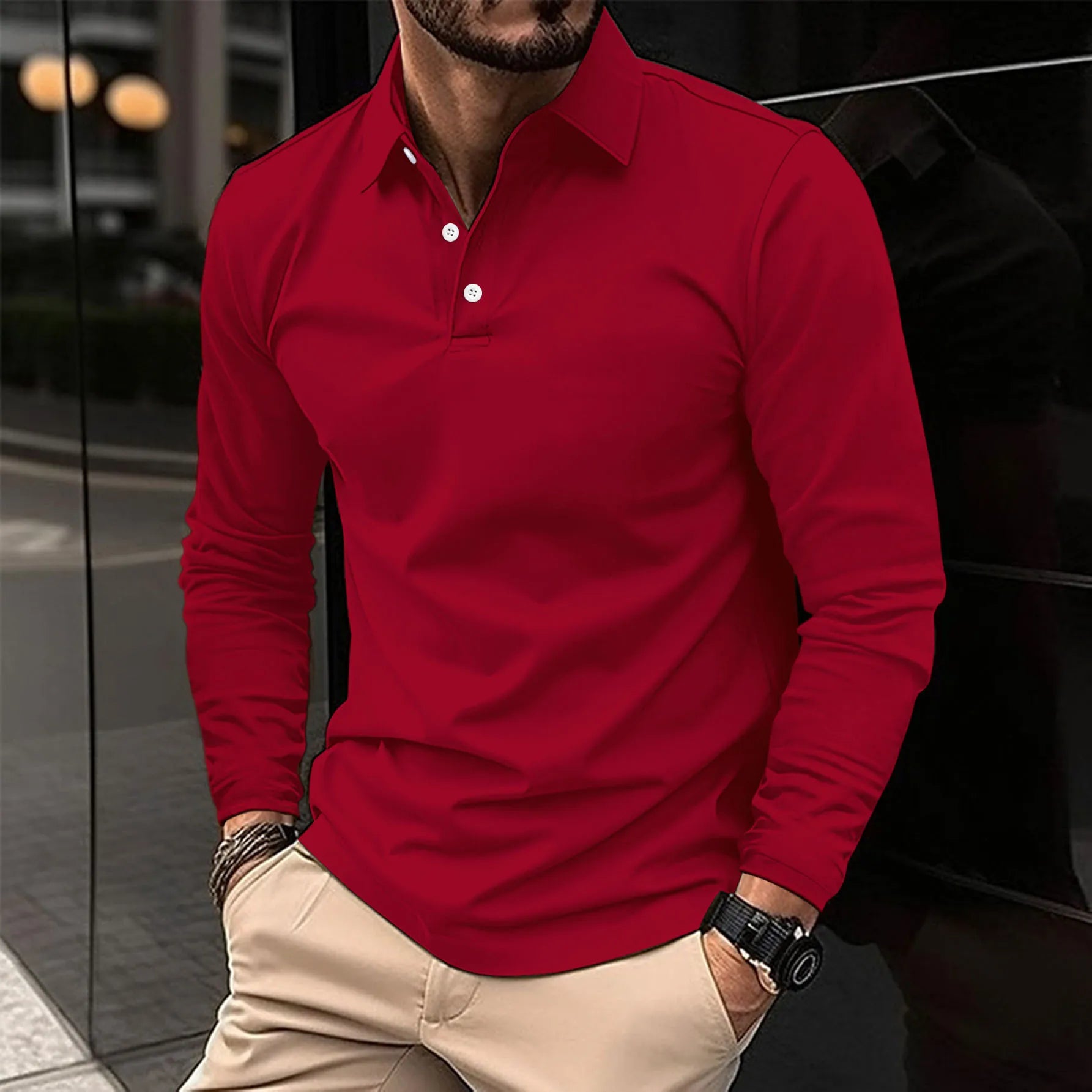 Gideon | Klassiek Langarm Poloshirt