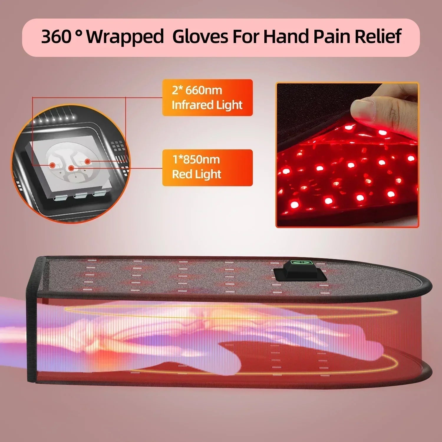 Lumera Handschoen voor Pijnverlichting in Handen en Gewrichten met Rood Licht