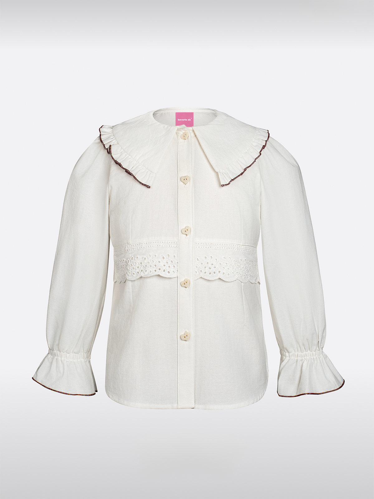 Kinder Witte Lange Mouw Dirndlblouse