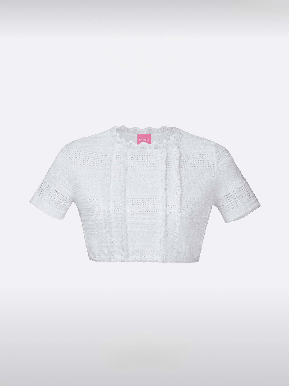 Dirndlblouse in Wit Dames Ronde Hals