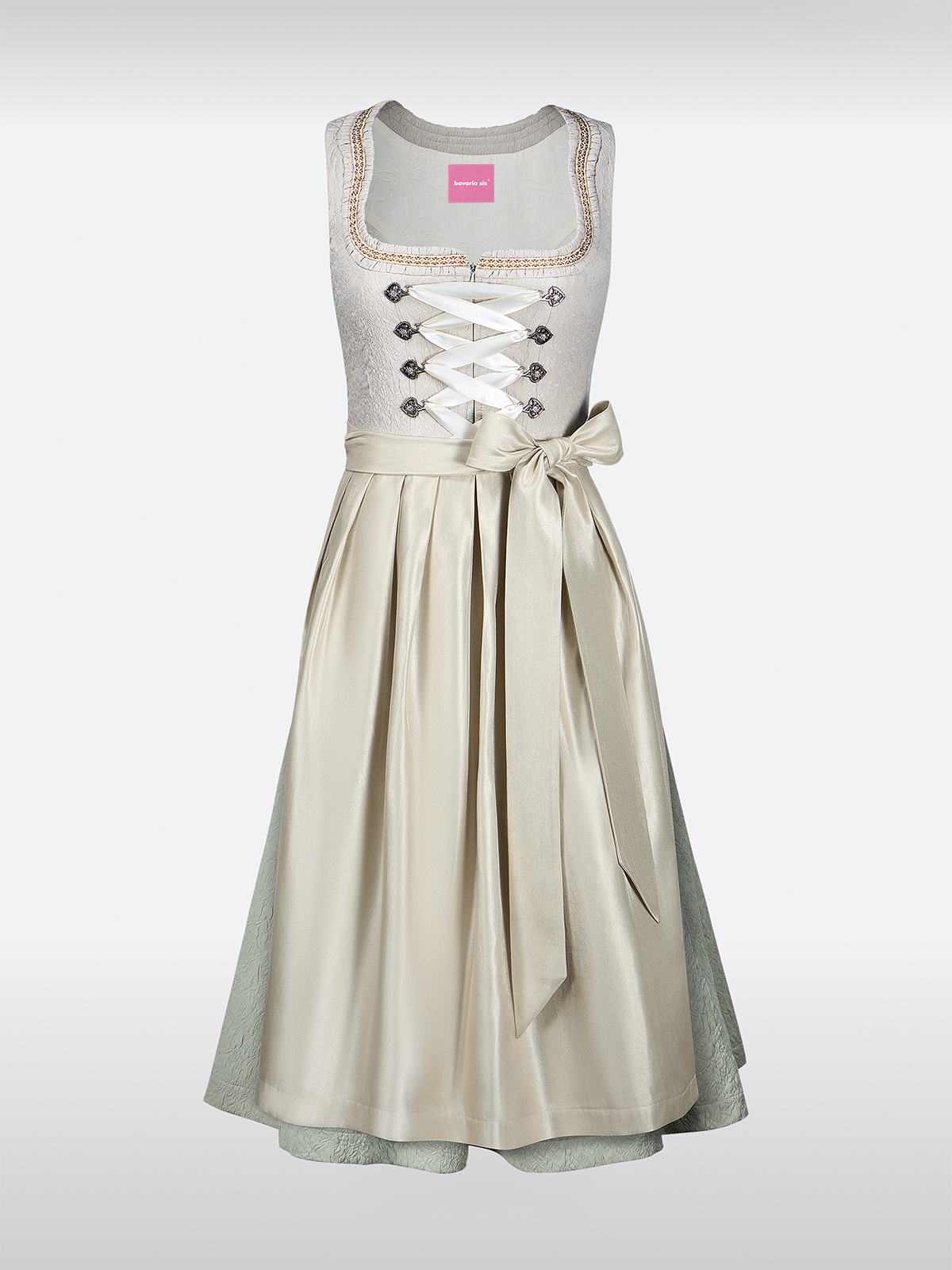 Beige Rechthoekige Halslijn Haaksluiting Bloemenpatroon Dirndl