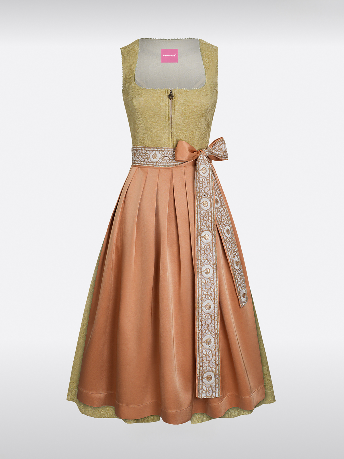 Geel Rechte Halslijn Knopen Dirndl