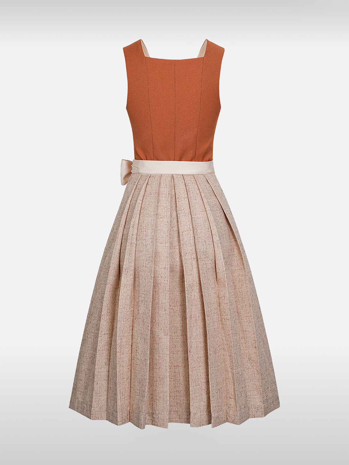 Oranje Rechte Halslijn Knopen Dirndl