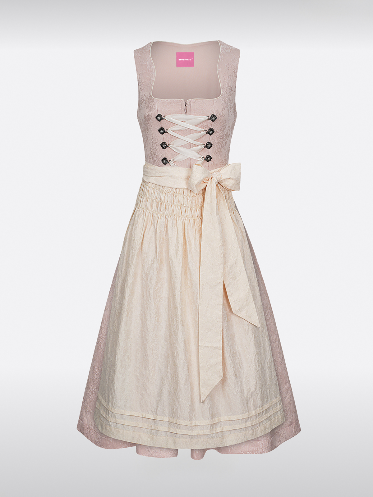 Rosa Rechte Halslijn Haaksluiting Dirndl