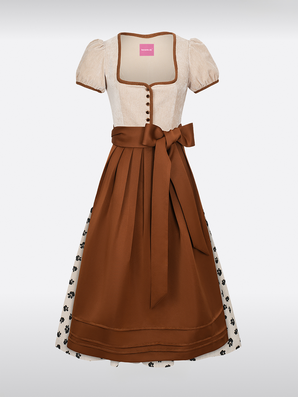 Braun Rechte Halslijn Knopen Dirndl