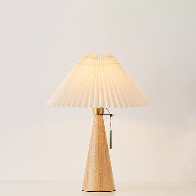 Japanse Minimalistische Houten Constructie Vouwstof LED Tafellamp 1-Licht