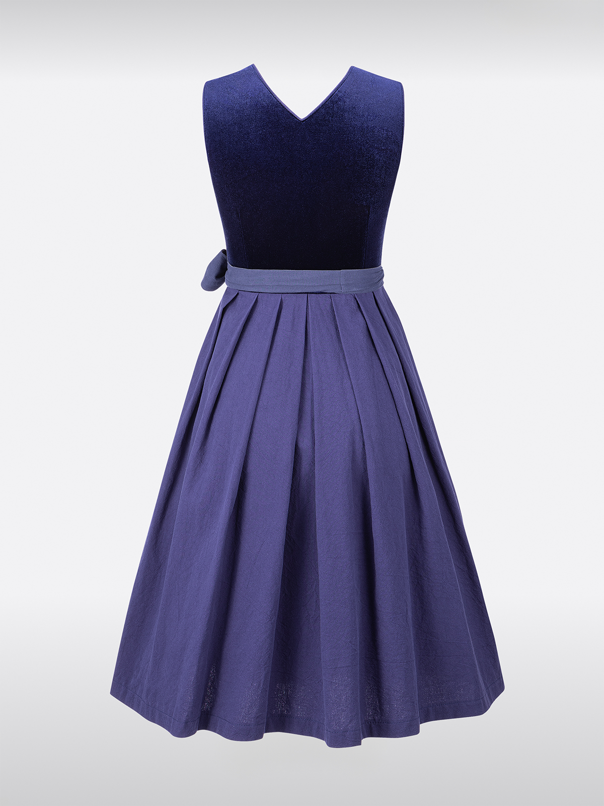 Blauwe Fluwelen Dirndl met Rechte Halslijn