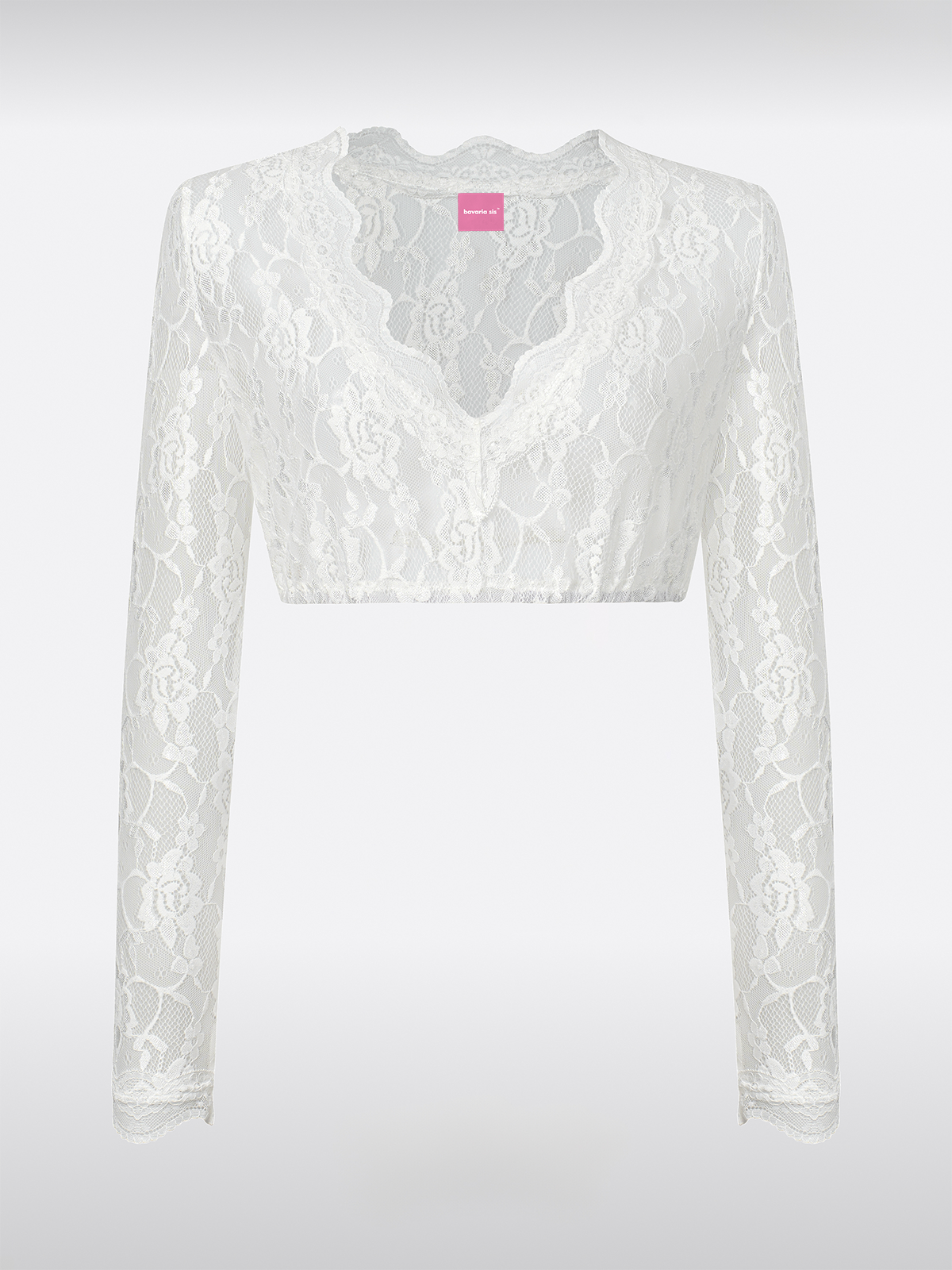 Witte Langarm Dirndlblouse van Kant