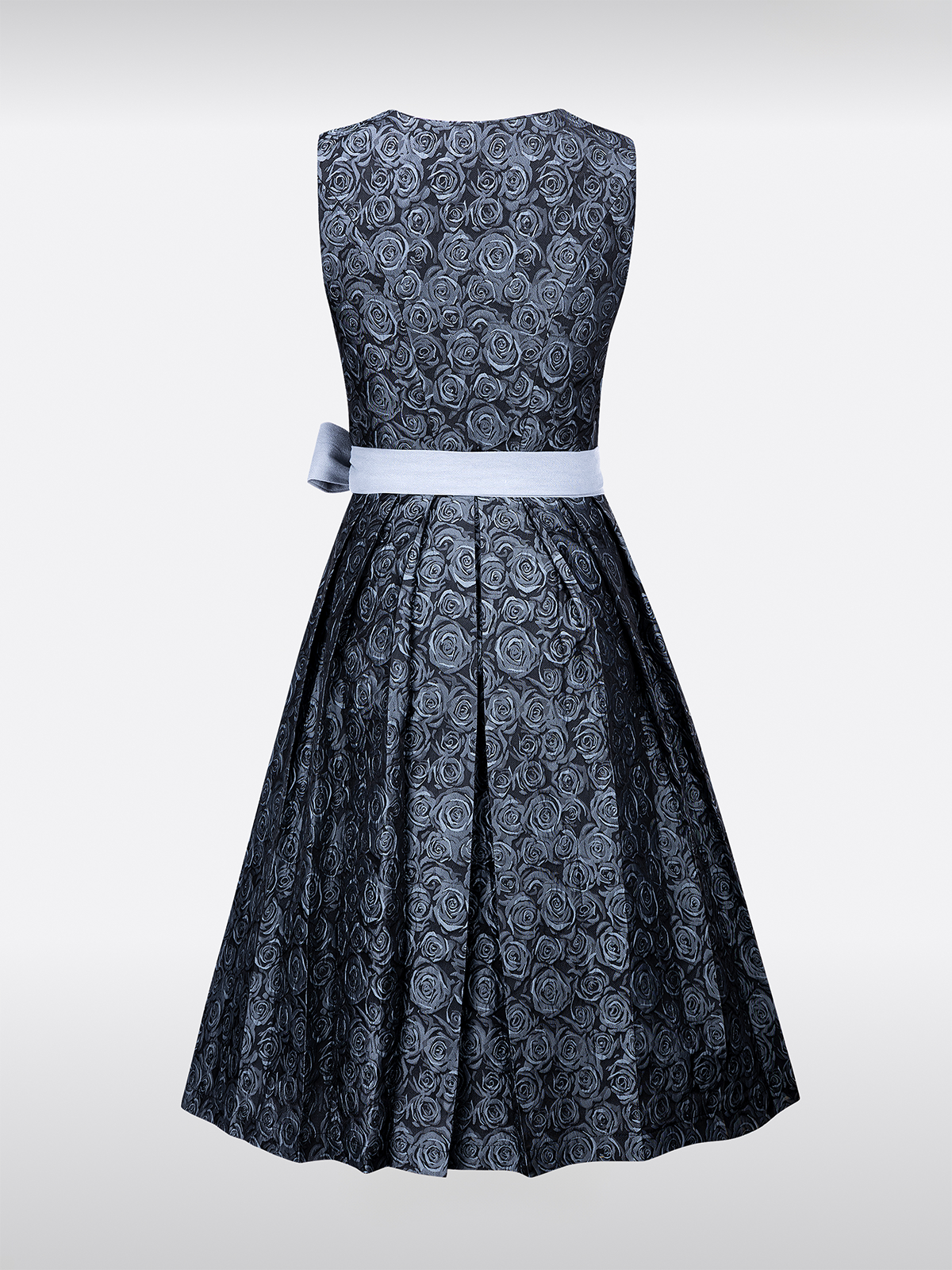 Blauwe Rechte Halslijn met Bloemenpatroon Dirndl