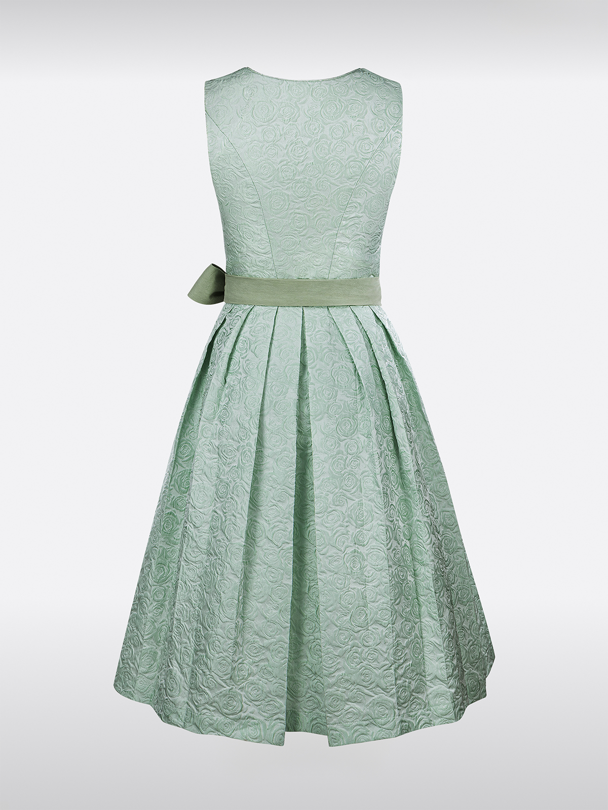 Groene Rechte Halslijn Knopen met Bloemenpatroon Dirndl