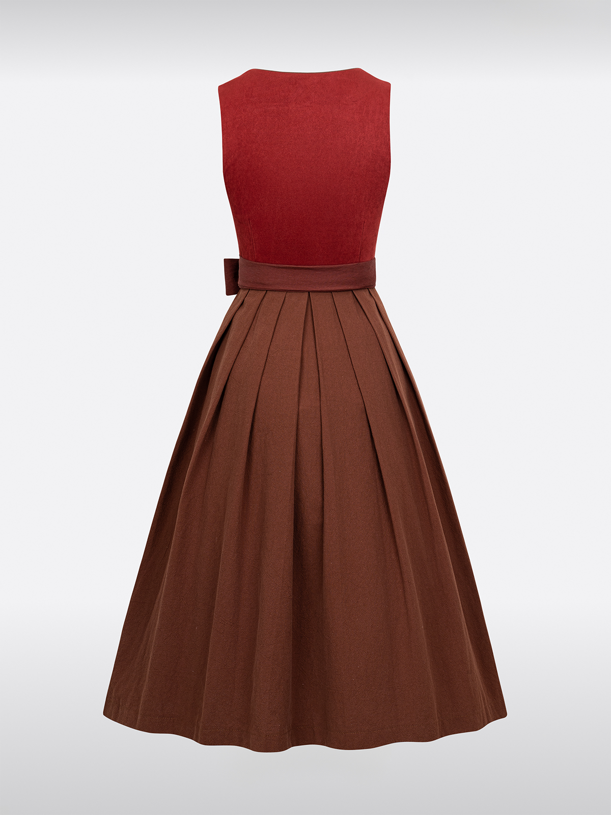 Rode Rechte Halslijn Traditionele Dirndl met Suède Lijfje