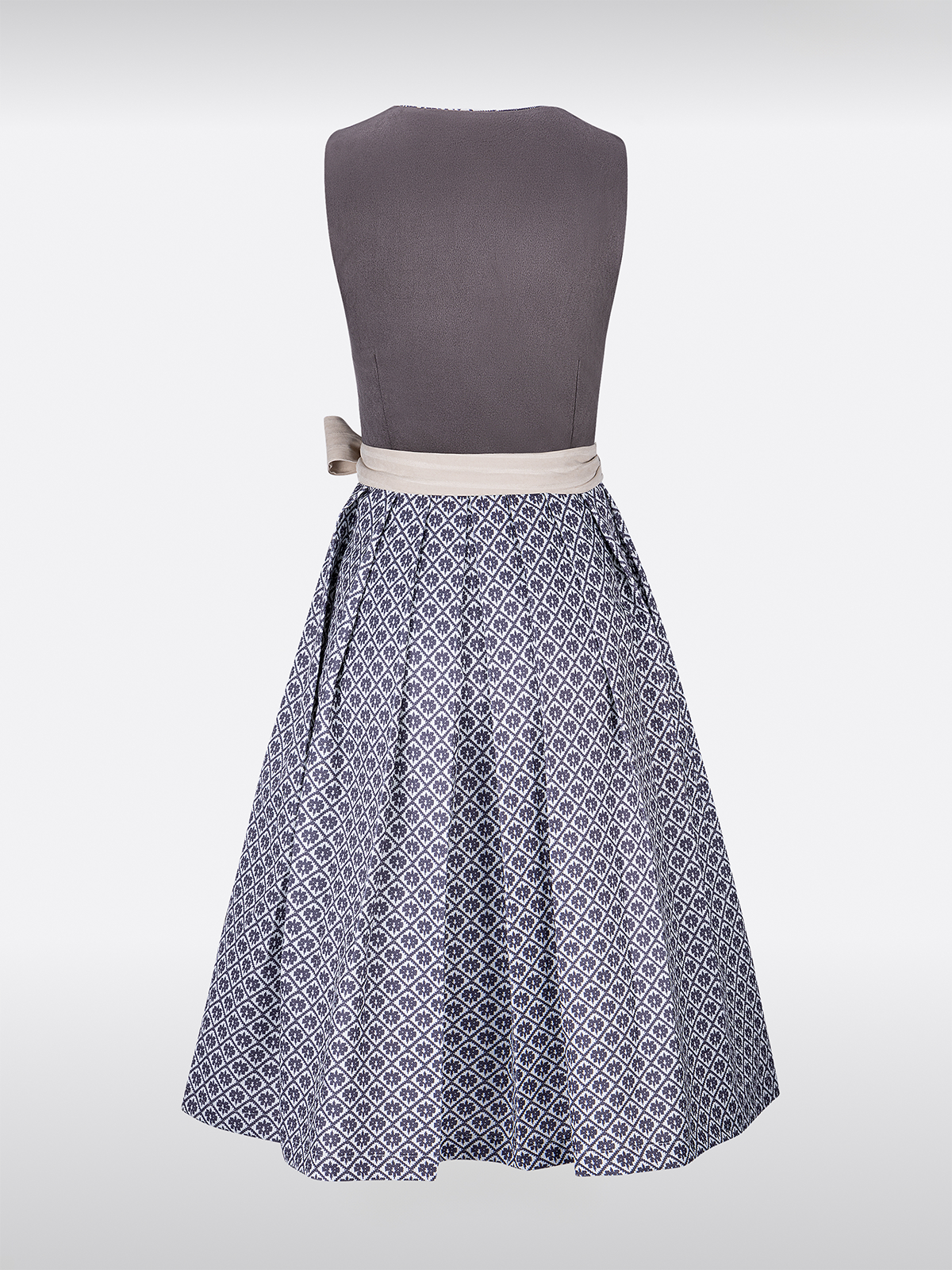 Grijze Rechte Halslijn Gestructureerd Patroon Dirndl