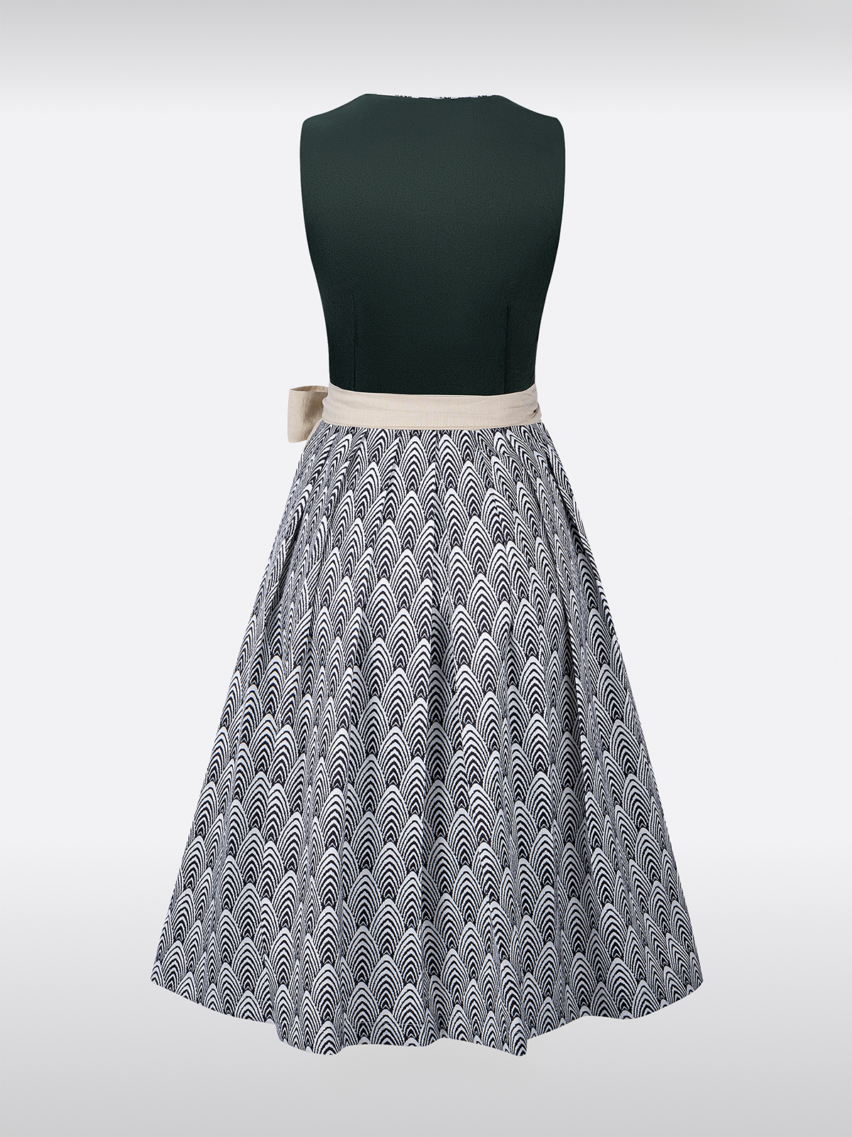 Groene Dirndl met Suède Lijfje Patroon