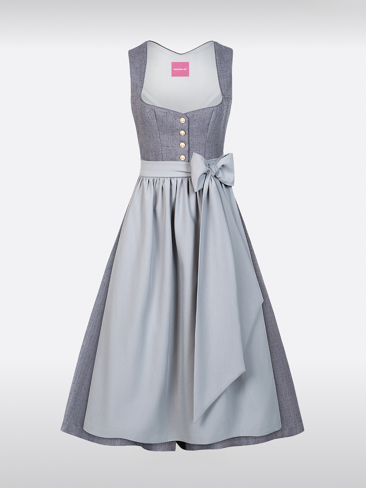 Grijze Hart-Uitsnijding Knopen Dirndl