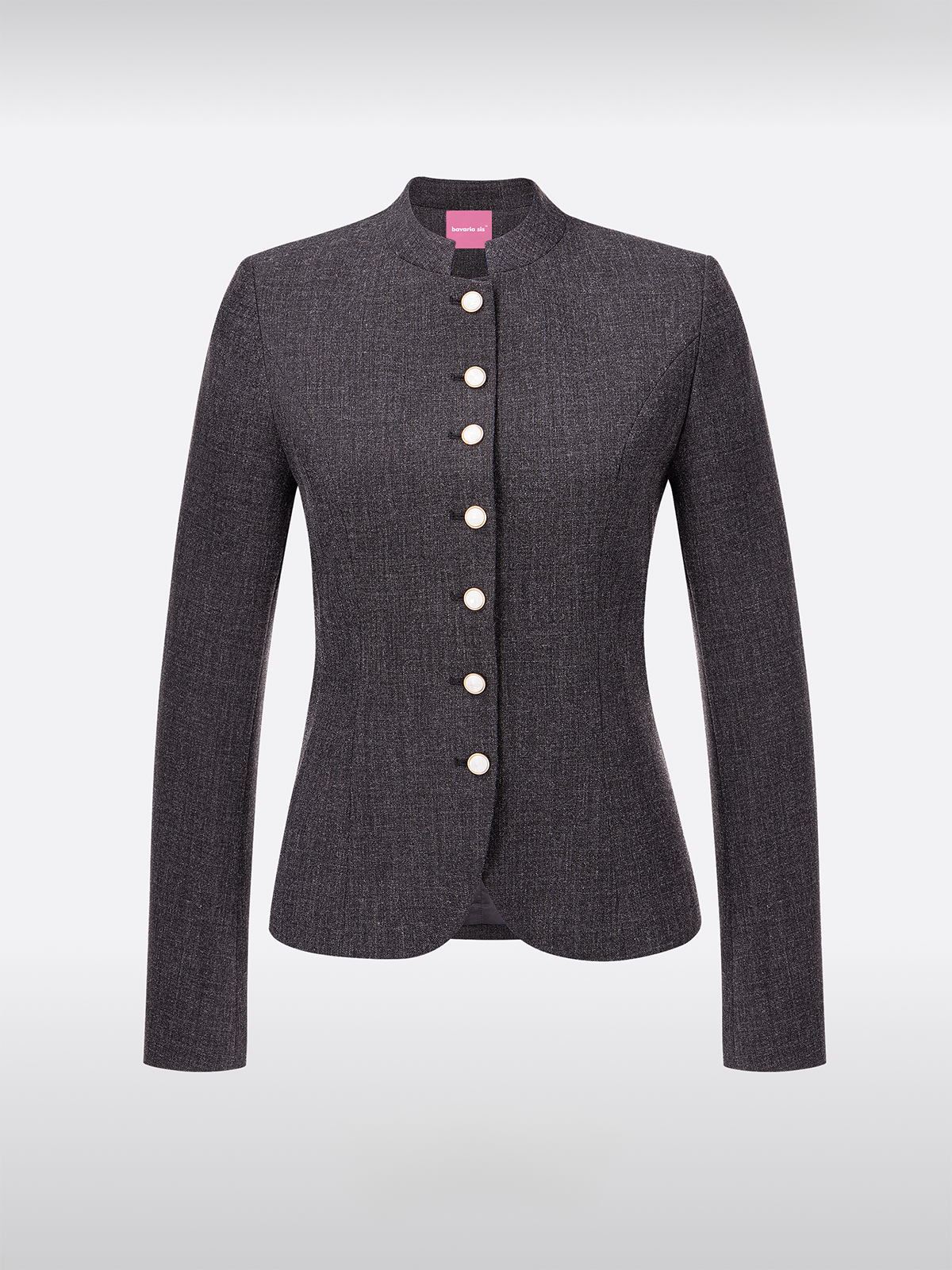 Zwarte Hoogsluitende Slim-Fit Traditionele Jassen