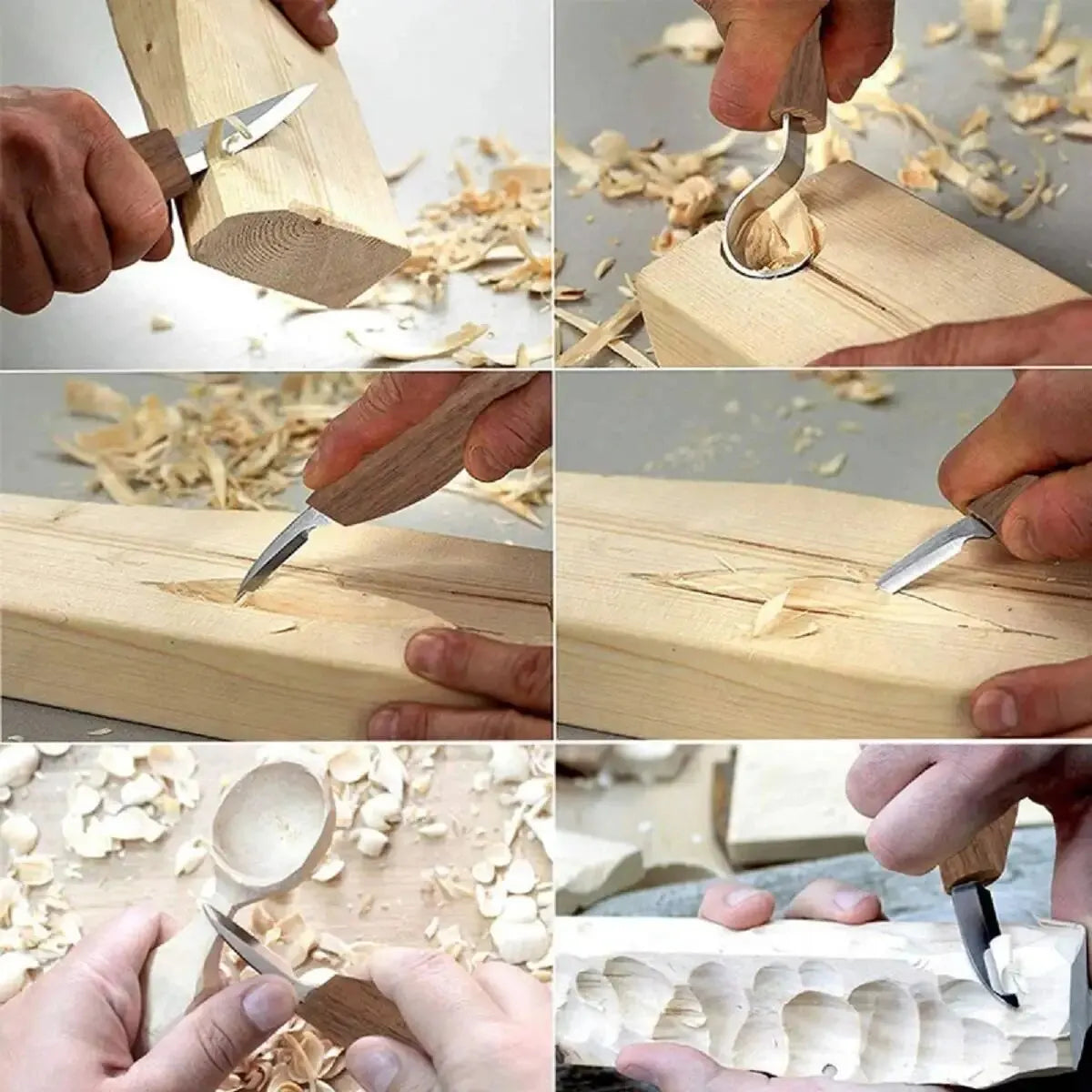 8-delig houtbeitelset: Houtsnijderset met vijlen - Houten lepel snijset voor beginners
