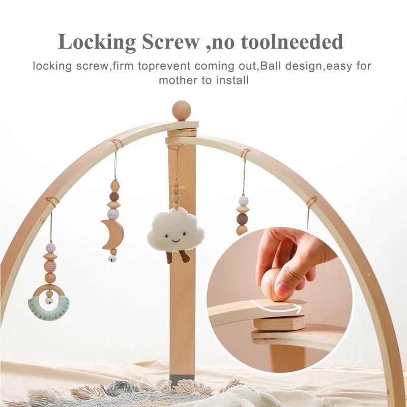 Houten Baby Activiteitenboog met Hangspeelgoed voor Baby