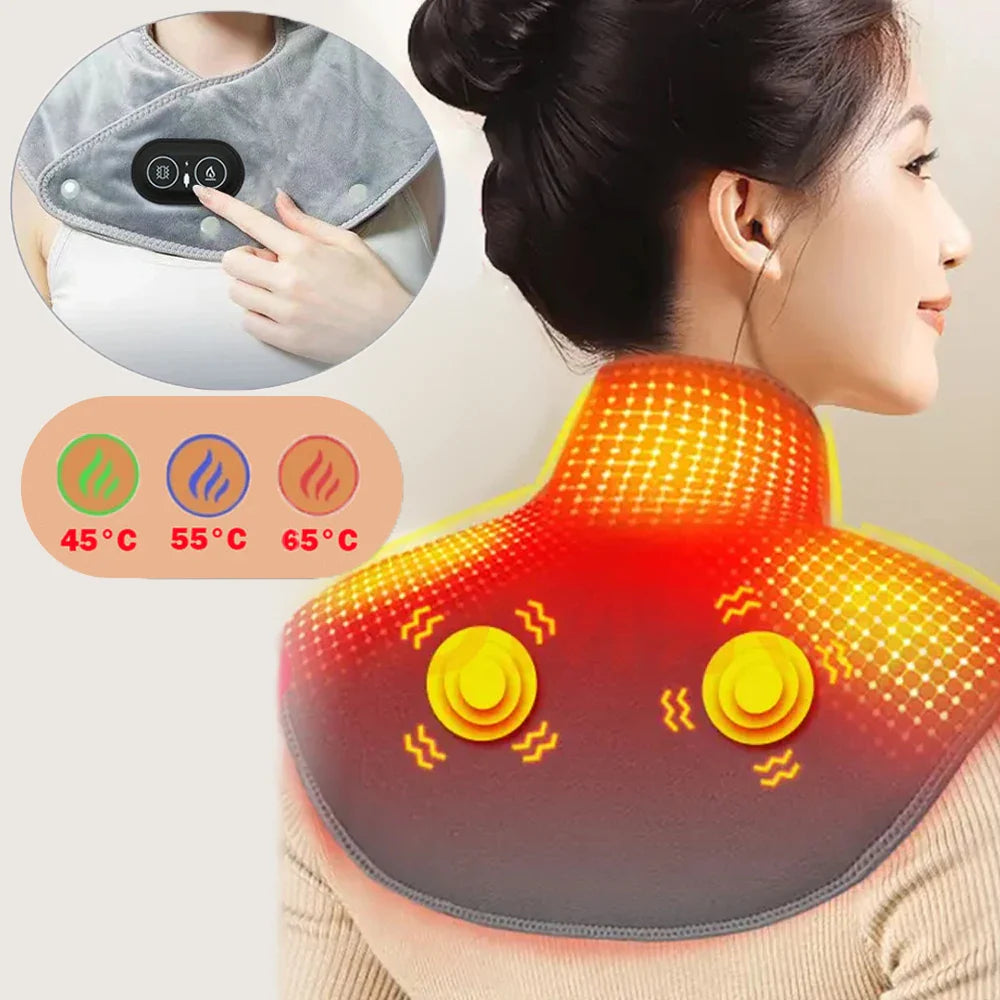 Warmte Nek en Schoudermassager USB Verwarmingskussen met Vibratie