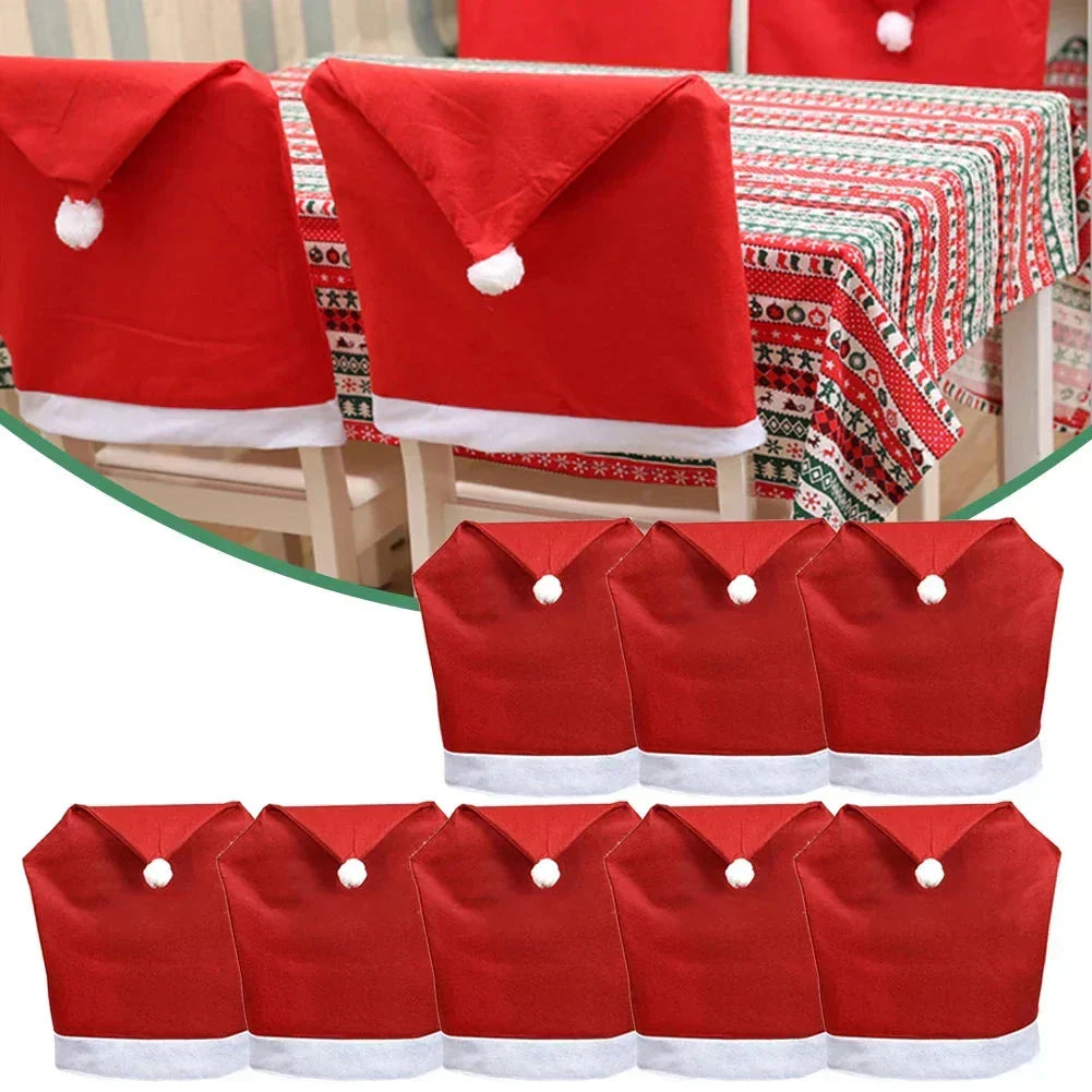 Christmas Kerst Stoelhoezen – Kerstmanmutsen voor Eetkamerstoelen