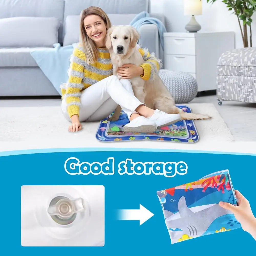 AquaPaws | Interactieve Waterspeelmat voor Katten & Honden | Koelende Zomer Speelmat | Opblaasbaar & Draagbaar | 65 cm / 100 cm