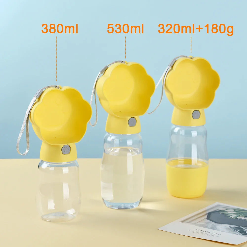 PetGo DuoBottle | 2-in-1 Hondenfles & Voedselopslag | Lekvrij & Draagbaar | Voor Onderweg, Wandelen & Reizen