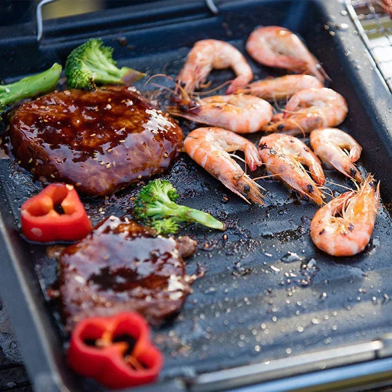 Feurossa Gietijzeren Grillplaat Omkeerbare Plaat | Voor Gasgrill & Fornuis | 25 × 30 cm | Voor Pizza, Vlees, Groenten & Vis