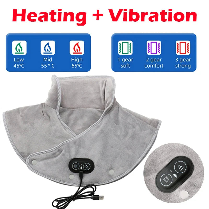 Warmte Nek en Schoudermassager USB Verwarmingskussen met Vibratie