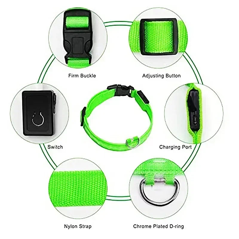 LUXPETS GlowSafe LED Hondenhalsband | Verlicht & Oplaadbaar | Verstelbaar & Waterdicht | Anti-Verlies in de Nacht
