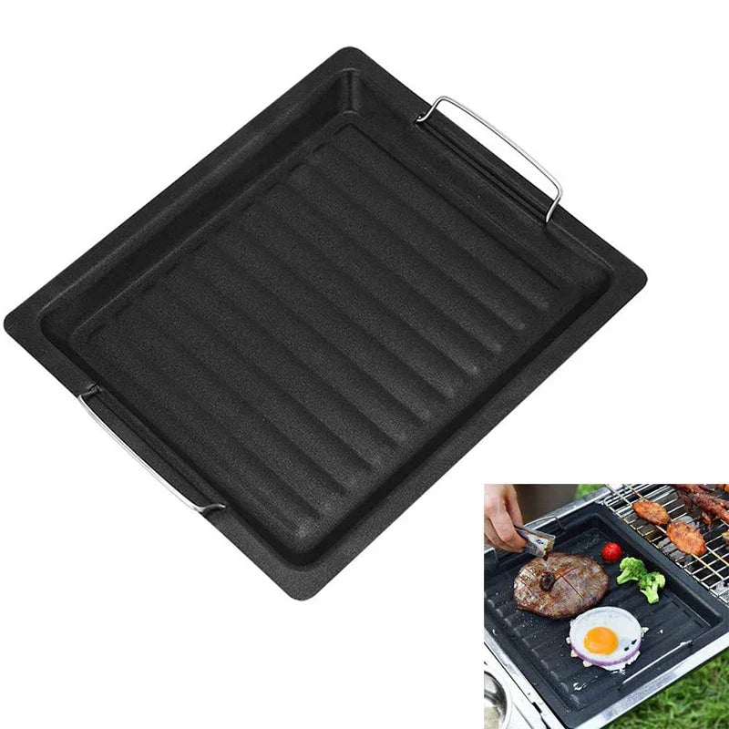Feurossa Gietijzeren Grillplaat Omkeerbare Plaat | Voor Gasgrill & Fornuis | 25 × 30 cm | Voor Pizza, Vlees, Groenten & Vis