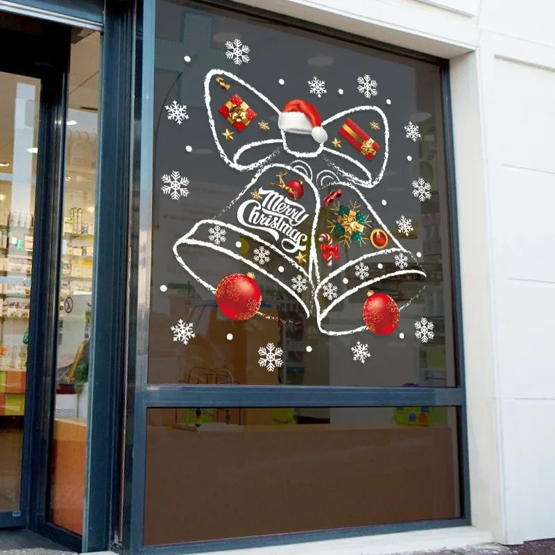 Winterklokken Kerst Raamstickers – Herbruikbare PVC Raamdecoratie met Feestelijk Klokken-Design