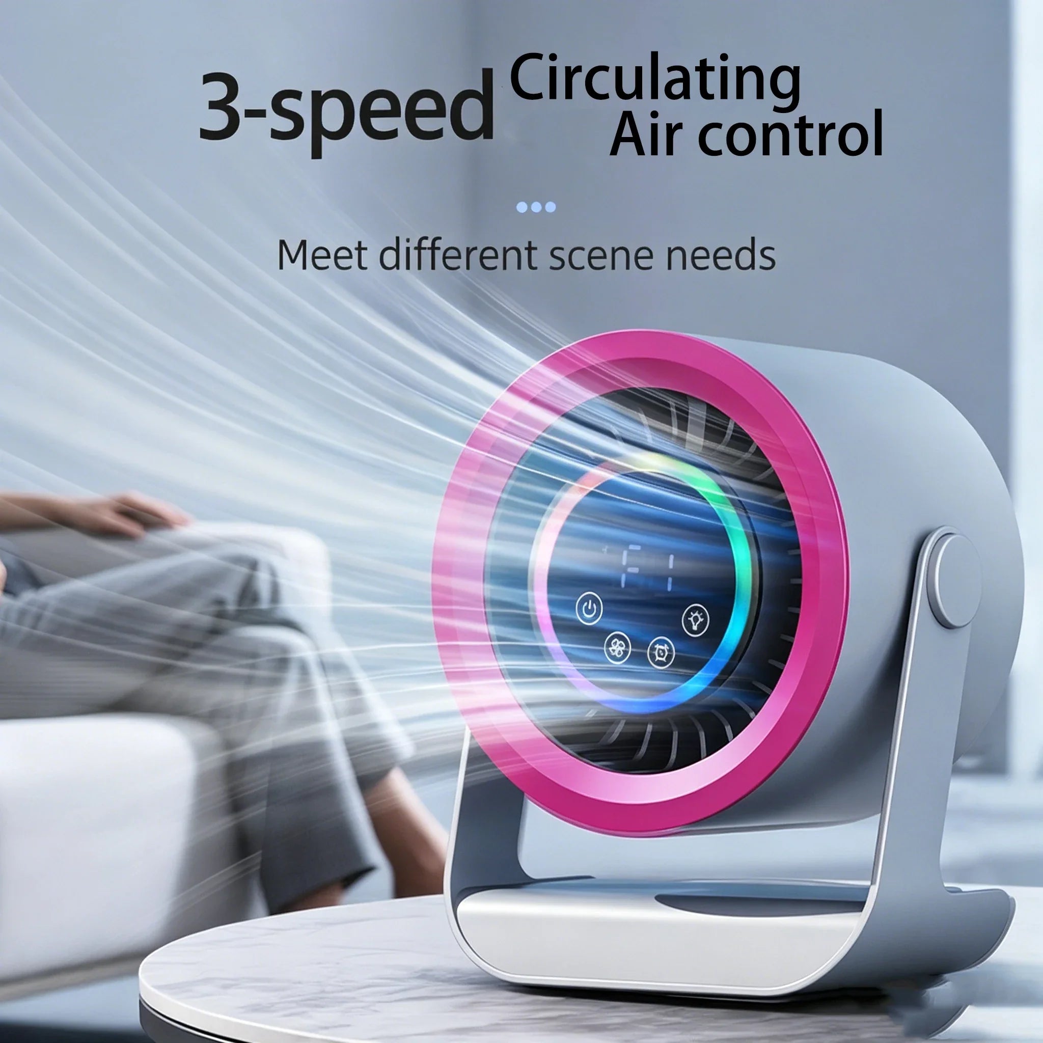 3600mAh Bureauventilator met 100 Snelheden en Digitale Display