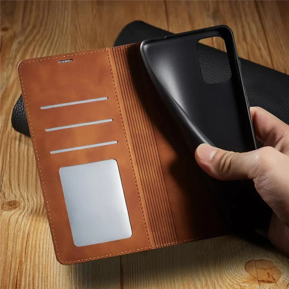 Samsung Hoes: Magnetische Lederen Tas voor Stijlvolle Bescherming