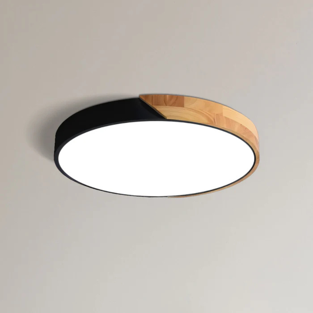 Scandinavische Houten LED-Plafondlamp – Modern Flush-Mount-Design voor een Gezellige Sfeer