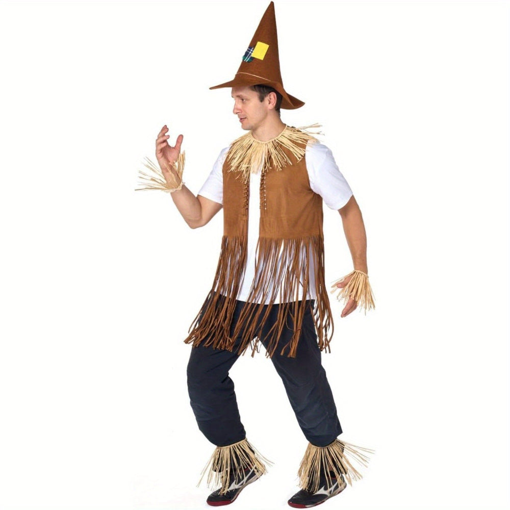 Scarecrow Kostuum Set Hoed Stro Kinderen Volwassenen Halloween Feest