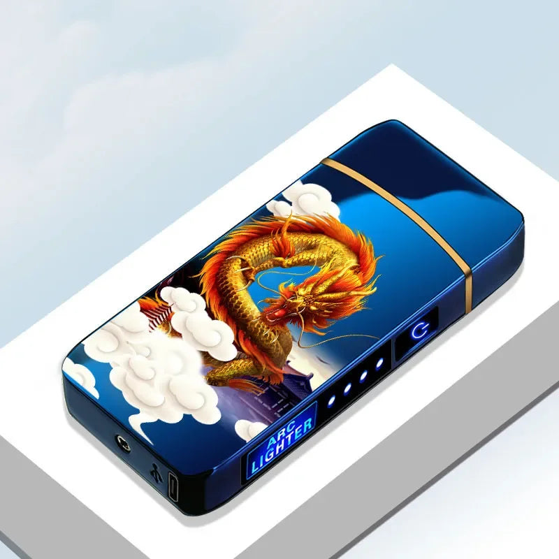 Oplaadbare USB Plasma Aansteker met Winddichte Dubbele Boogvlam – Stijlvol Metaalontwerp voor Binnen- en Buitengebruik