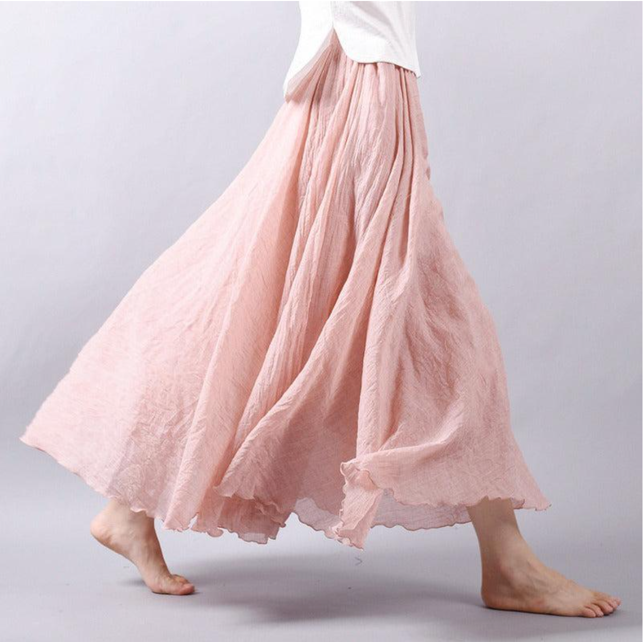 Ellery | Lange Linnen Rok met Zomerlook