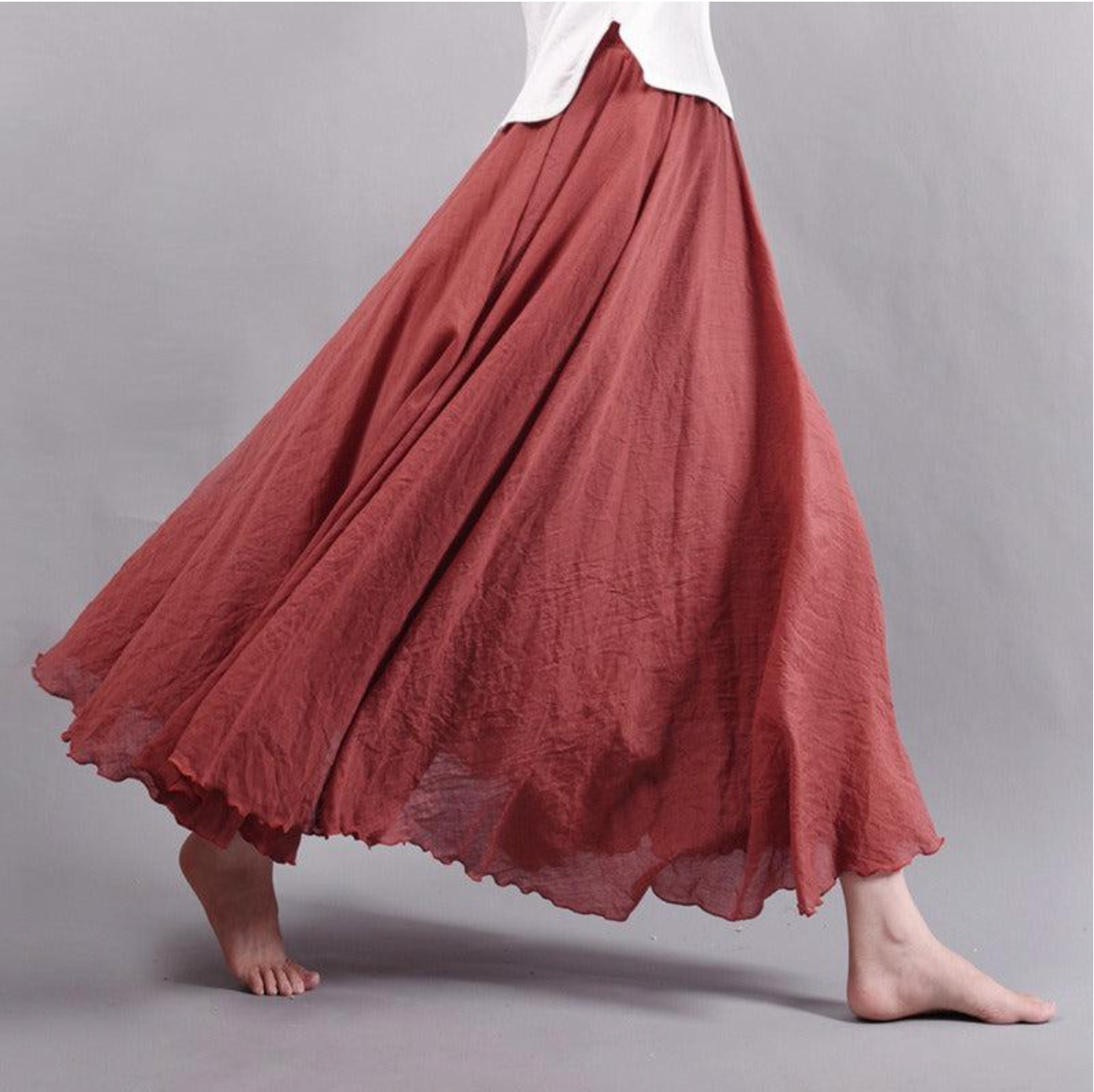 Ellery | Lange Linnen Rok met Zomerlook