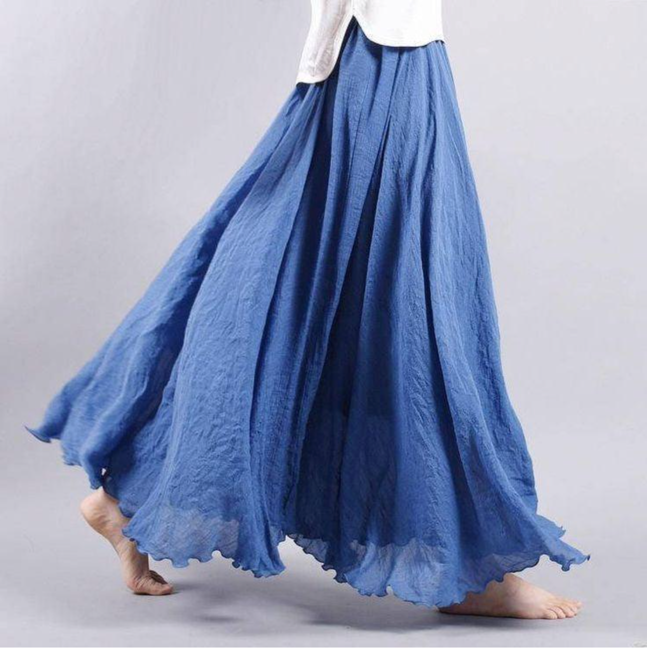 Ellery | Lange Linnen Rok met Zomerlook
