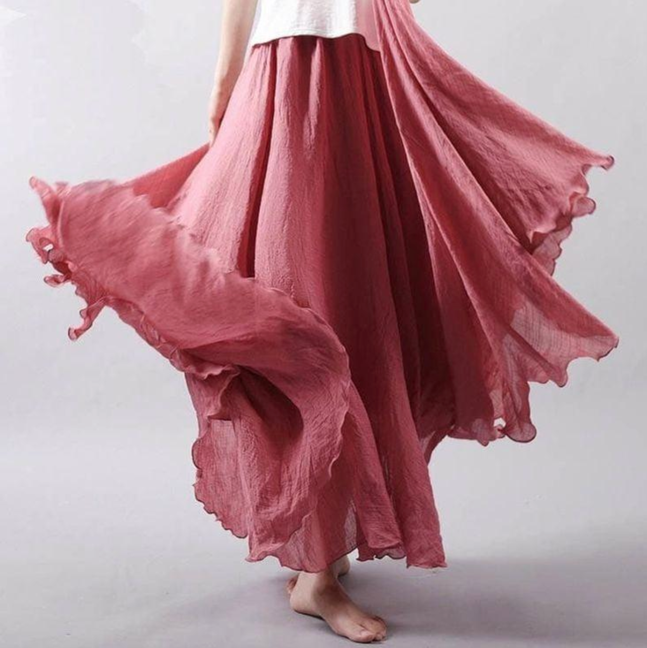 Ellery | Lange Linnen Rok met Zomerlook