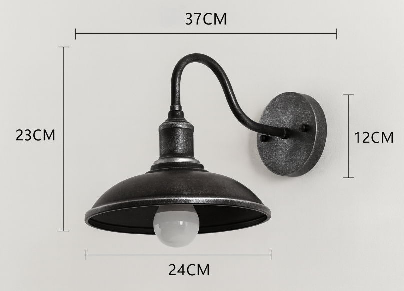 Vintage Industriële IJzeren Kom Buiten Wandlamp LED 1-Licht