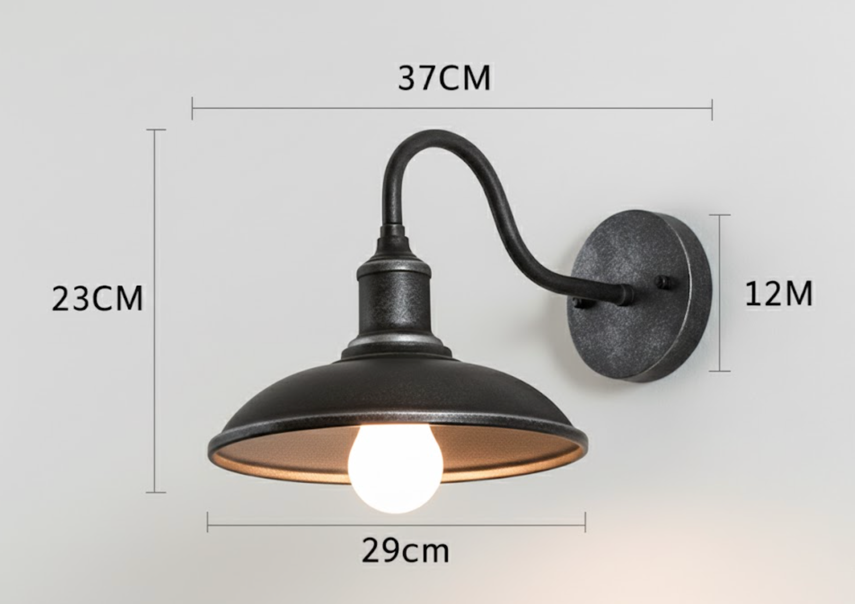 Vintage Industriële IJzeren Kom Buiten Wandlamp LED 1-Licht