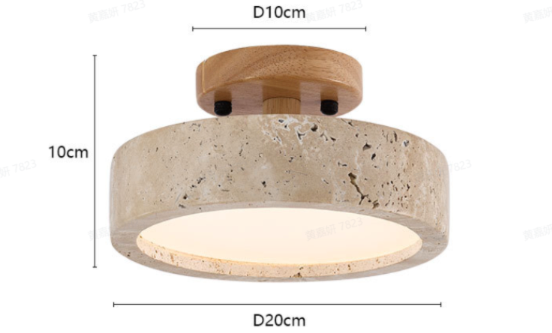Moderne Minimalistische Travertin Ronde LED Plafondlamp 1-Lamp