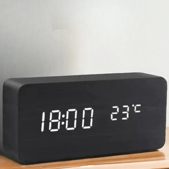 WOODSENSE – LED-houten klok met spraakbesturing voor stijlvolle tijdsaanduiding