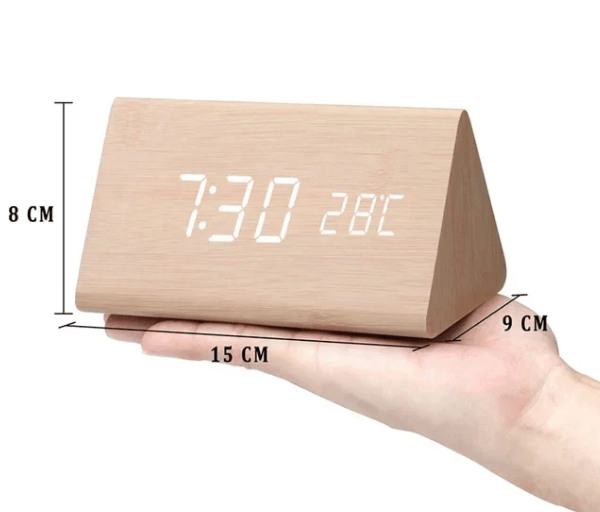 WOODSENSE – LED-houten klok met spraakbesturing voor stijlvolle tijdsaanduiding