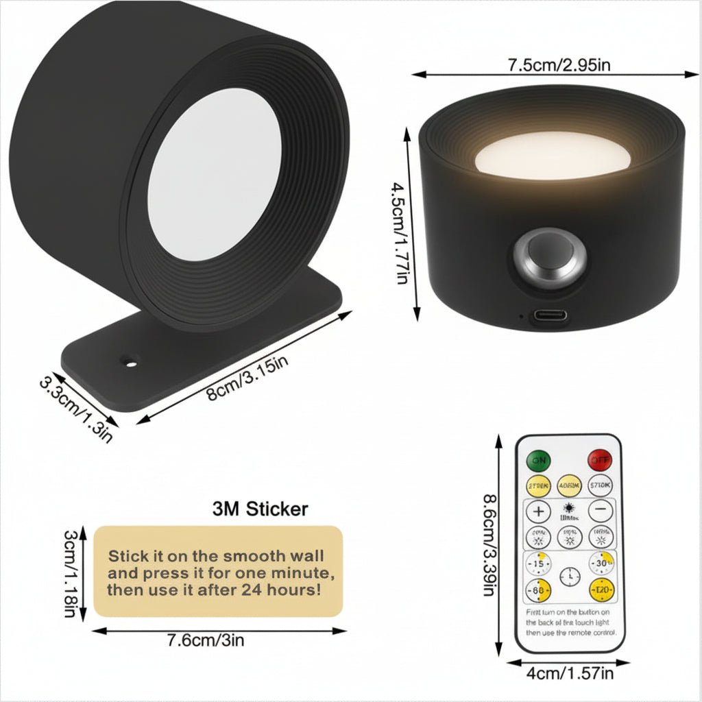 SCANDIGLOW – Draadloze Scandinavische wandlamp met afstandsbediening