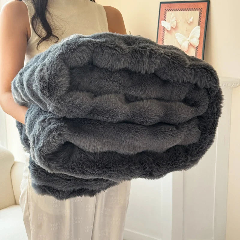CosyLuxe Flauschdecke Dubbel Laags Extra Dikker Zacht Konijnenbont Imitat Onderhoudsvriendelijk