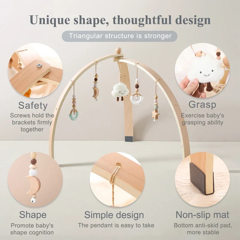 Houten Baby Activiteitenboog met Hangspeelgoed voor Baby
