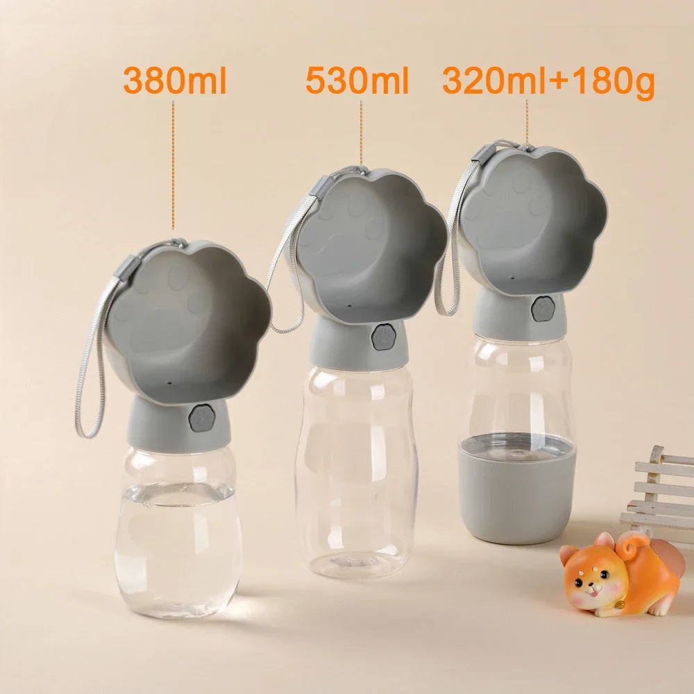 PetGo DuoBottle | 2-in-1 Hondenfles & Voedselopslag | Lekvrij & Draagbaar | Voor Onderweg, Wandelen & Reizen